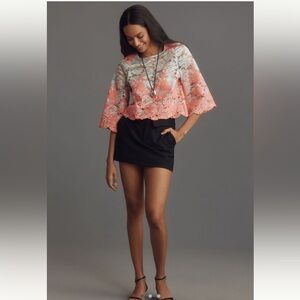 Anthropologie Eva Franco Lacey Crop Bell-Sleeve Top